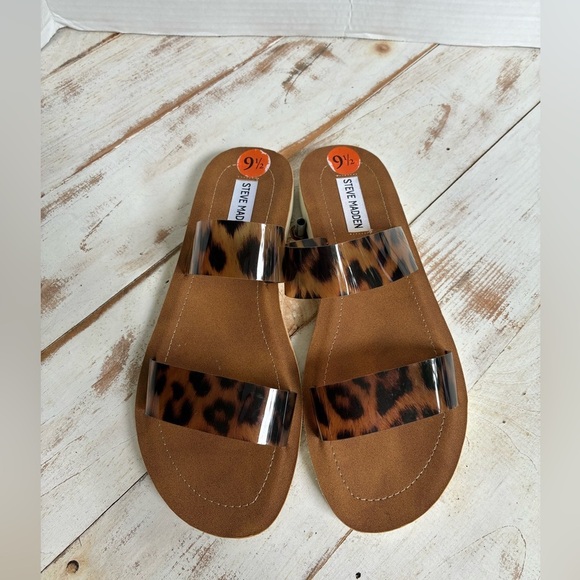 STEVE MADDEN leopard print slide sandals 9.5 chic cute summer animal print EUC - Picture 15 of 15